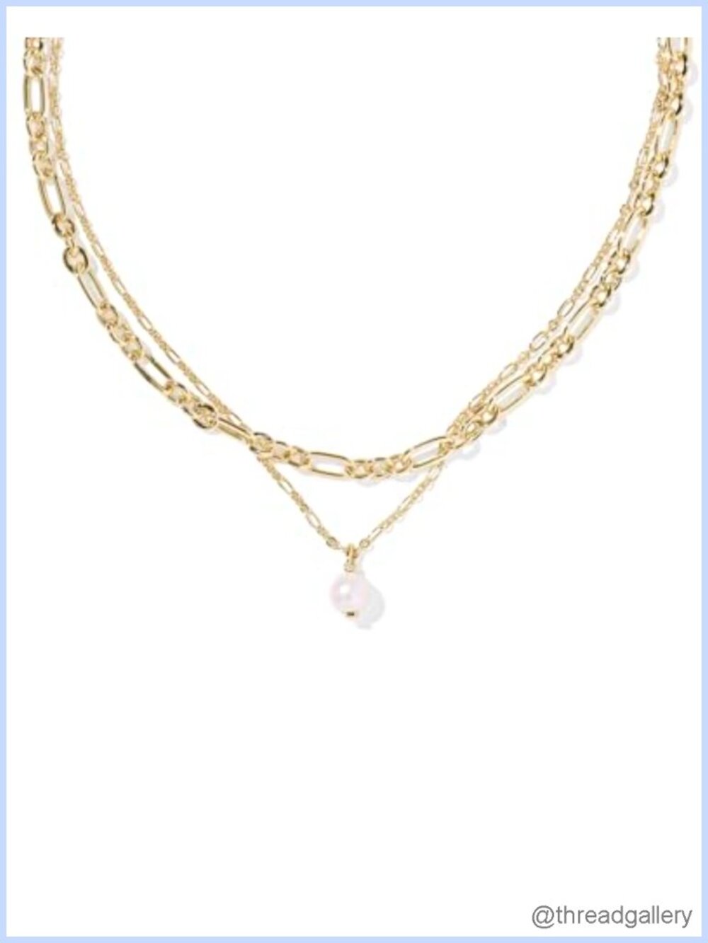Multi Strand Necklace Freshwater Cultured Pearl Figaro Chain 16in with Extender